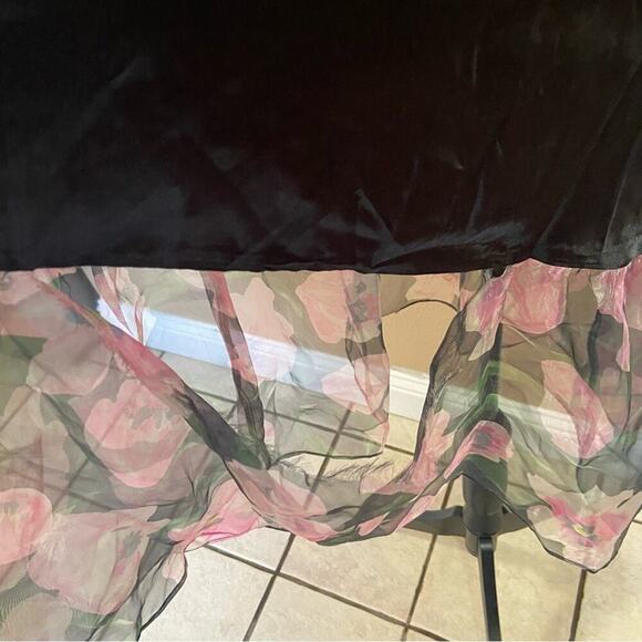 NWOT Lulus Valiant Charmer Black Floral Print Tie-Strap Tiered Midi Dress - Picture 8 of 9